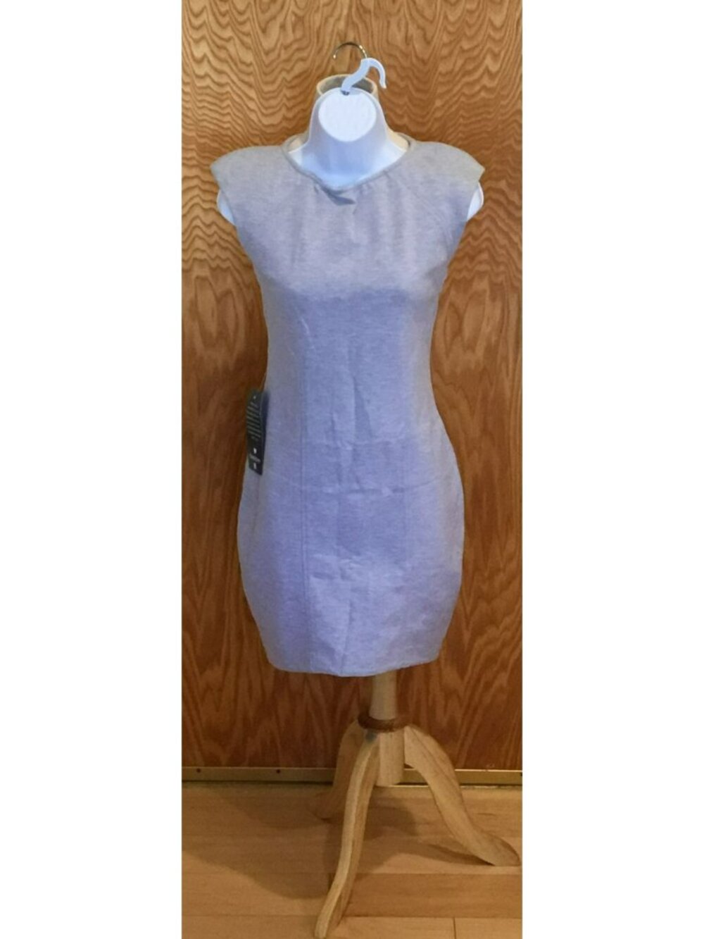 NWT Vintage Bebe & Kardashians Heather Grey Cap Sleeve Silhouette Dress Sz L